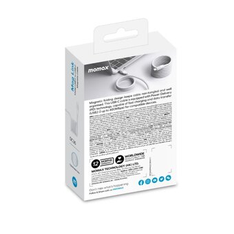  Кабель Momax Mag.Link DC36W USB-C/USB-C 2м White 
