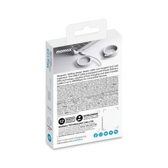  Кабель Momax Mag.Link DC35W USB-C/USB-C 1м White 