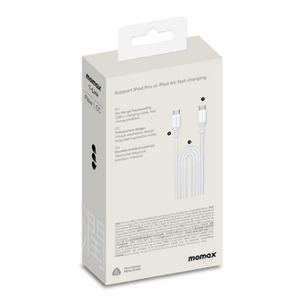  Кабель Momax 1-Link DC25W USB-C/USB-C 2м White 