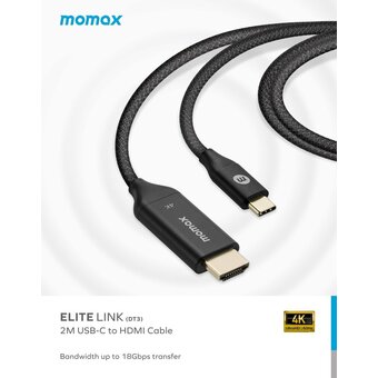  Кабель Momax EliteLink DT3D USB-C/HDMI 2м Black 