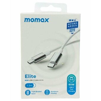  Кабель Momax Elite DC30W USB-C/USB-C 1.5м White 
