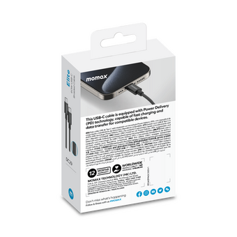  Кабель Momax Elite DC30D USB-C/USB-C 1.5м Black 