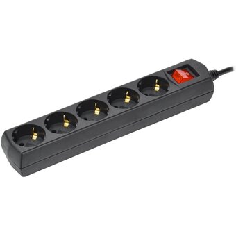  Сетевой удлинитель IEK У05В (WYP10-10-05-03-ZK-K02-G) 3м (5 розеток) черный (пакет ПЭ) 