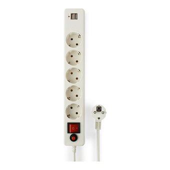  Сетевой фильтр Гарнизон ECL-5-U2-W-1.8 5р, 10А, 1.8м белый 