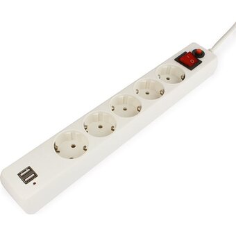  Сетевой фильтр Гарнизон ECL-5-U2-W-1.8 5р, 10А, 1.8м белый 