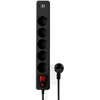  Сетевой фильтр Гарнизон ECL-5-U2-B-1.8 5р, 10А, 1.8м черный 
