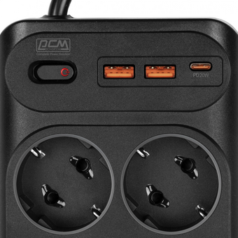  Сетевой фильтр Powercom SP-10 USB2A1СB 3.0м (10 розеток) черный 