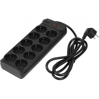  Сетевой фильтр Powercom SP-10 USB2A1СB 3.0м (10 розеток) черный 