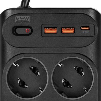  Сетевой фильтр Powercom SP-10 USB2A1СB 1.8м (10 розеток) черный 