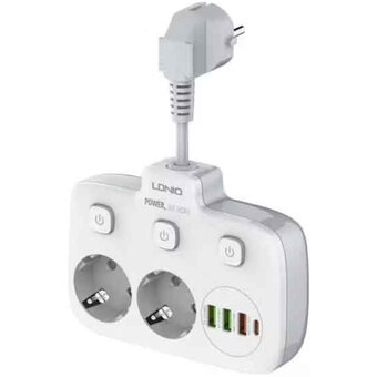  Сетевой удлинитель Amper T2435W 0,2м, 2 розетки белый 