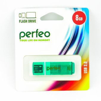  USB-флешка 8G USB 2.0 Perfeo C13 Green (PF-C13G008) 