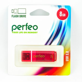  USB-флешка 8G USB 2.0 Perfeo C13 Red (PF-C13R008) 