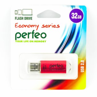  USB-флешка 32GB USB 2.0 Perfeo E01 Red economy series (PF-E01R032ES) 