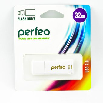  USB-флешка 32G USB 2.0 Perfeo C04 White (PF-C04W032) 