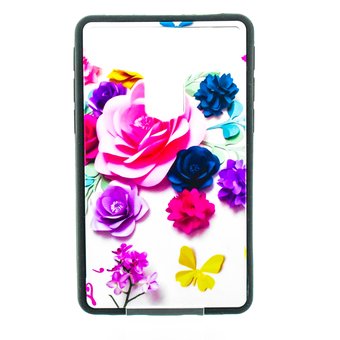  Накладка универсальная имитация стекла для планшета 7 дюймов "Розы цветные", цветной 