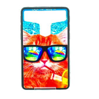  Накладка универсальная имитация стекла для планшета 7 дюймов "Рыжий кот в очках", цветной 