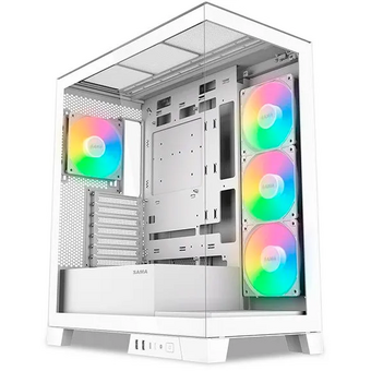  Корпус SAMA V50 White (V50-WHADA4X1-GL) без БП, Midi-Tower, TG, 4x120mm ARGB, 2xUSB 3.0 + 1xUSB 3.1 Type-C, ATX, mITX 