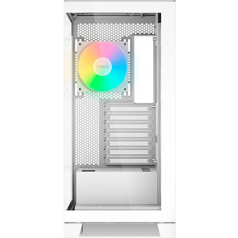  Корпус SAMA V50 White (V50-WHADA4X1-GL) без БП, Midi-Tower, TG, 4x120mm ARGB, 2xUSB 3.0 + 1xUSB 3.1 Type-C, ATX, mITX 