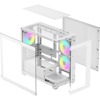  Корпус Ocypus Gamma C52 WH ARGB (Gamma-C52-W-HD300XX-GL) mATX / win / white / 3 ARGB fans / no PSU / Tempered Glass 