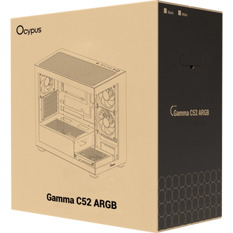  Корпус Ocypus Gamma C52 WH ARGB (Gamma-C52-W-HD300XX-GL) mATX / win / white / 3 ARGB fans / no PSU / Tempered Glass 