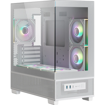  Корпус XASTRA Q500M 6ARGB-C10-UC White (Q500M-6FM12A-C10-UC-WH) mATX/Aquarium/Screewless/ 6x120mm ARGB PWM FM fans/Argb+PWM HUB 10port/ Type-C 