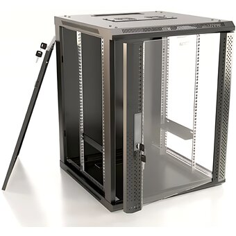  Шкаф коммутационный Hyperline (TWB-1266-GP-RAL9004) настенный 12U 600x600мм черный 