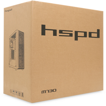  Корпус HSPD M730 (M730-TGBK), без БП, Mesh Mid Tower, Black, TG, 0.4 SPCC, no fans, E-ATX, ATX, mITX, 155/280/175-200mm, 2x2.5", 7xPCI, 1 