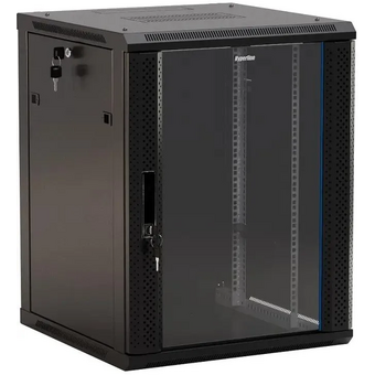  Шкаф коммутационный Hyperline (TWB-2766-GP-RAL9004) настенный 27U 600x600мм черный 