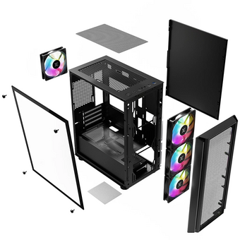  Корпус XASTRA A402M 4ARGB Black (A402M-4FC12A-BK) mATX/Mesh/full-size TG/ 4x120mm ARGB PWM fans 