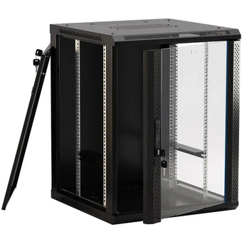  Шкаф коммутационный Hyperline (TWB-2766-GP-RAL9004) настенный 27U 600x600мм черный 