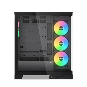  Корпус SAMA V50 Black (V50-BKADA4X1-GL) без БП, Midi-Tower, TG, 4x120mm ARGB, 2xUSB 3.0 + 1xUSB 3.1 Type-C, ATX, mITX 