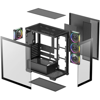 Корпус Deepcool CG580 4F V2 без БП, боковое окно (панорама), 4x120mm ARGB PWM вентилятора, черный, ATX 
