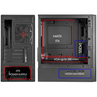  Корпус Ginzzu CL406 mATX Fan 3*12 FRGB (12RR4) 