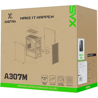  Корпус XASTRA A307M 3BK Black (A307M-3FC12BK) mATX/Mesh/ tempered glass / 3x120mm PWM FC black fans 