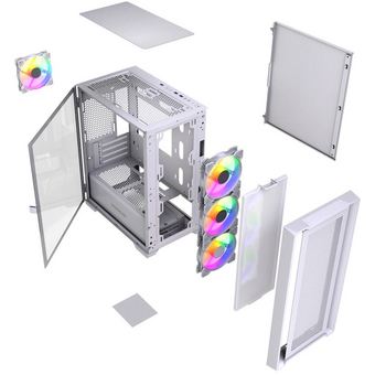  Корпус Powercase Alisio Micro X4W V2 LE (CAMCXW-A4-LE), Tempered Glass, 4х 120mm ARGB PWM fans, белый, mATX 