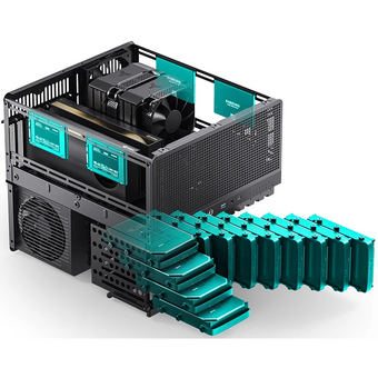  Корпус JONSBO N5 Black Mini-Tower, 3x120mm, ATX, E-ATX, mITX, XL-ATX, 1xUSB3.2 Gen2 Type-C, 1xUSB3.0, 1xAudio, Wood panel 