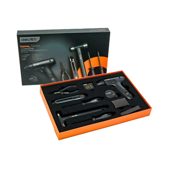  Набор инструментов Deli Home Series Black HT0208 8 предметов+ шуруповерт 