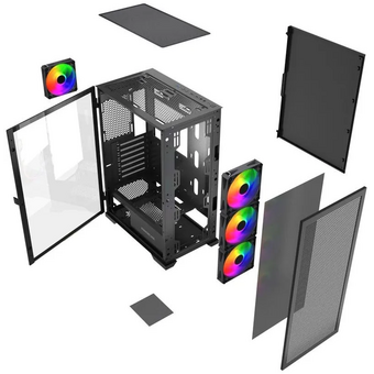  Корпус Powercase Mistral B415 (CMAB415-A4), Tempered Glass, 4x 120mm ARGB PWM Fans, чёрный, ATX 