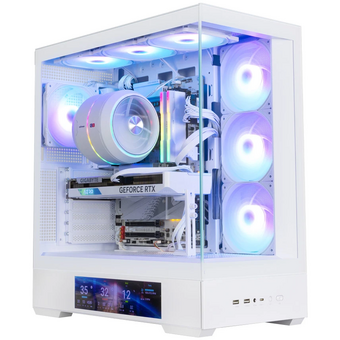  Корпус ZALMAN P40 DS, ATX, White, Window, 9.1-inch LCD screen, 2xCombo(2.5” or 3.5”), 1x2.5”, 1xUSB Type-C, 2xUSB3.0, Side 3x120mm ARGB, Rear 1x120mm 