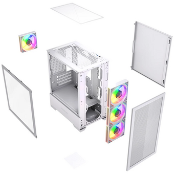  Корпус Powercase Mistral Micro B315W (CMMB315W-A4), Tempered Glass, 4x 120mm ARGB PWM Fan, белый, mATX 