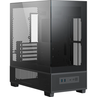  Корпус XASTRA Q500M-0F Black (Q500M-0F) mATX/Aquarium/Screewless/no fans 