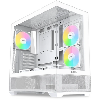  Корпус SAMA V40 White (V40-WHADA6X1-GL) без БП, Midi-Tower, TG, 6x120mm ARGB, 2xUSB 3.0 + 1xUSB 3.1 Type-C, ATX, mITX 