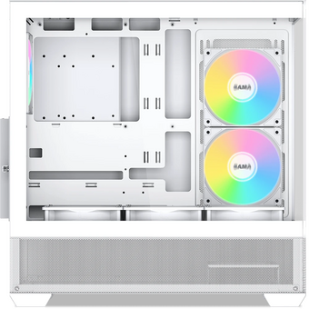  Корпус SAMA V40 White (V40-WHADA6X1-GL) без БП, Midi-Tower, TG, 6x120mm ARGB, 2xUSB 3.0 + 1xUSB 3.1 Type-C, ATX, mITX 