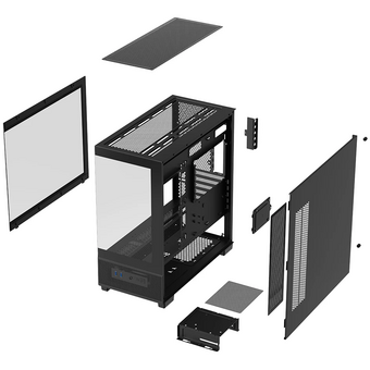  Корпус XASTRA Q500M-0F Black (Q500M-0F) mATX/Aquarium/Screewless/no fans 