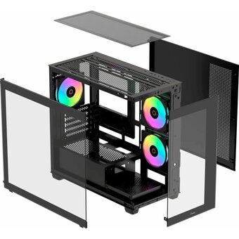  Корпус Ocypus Gamma C52 BK ARGB (Gamma-C52-B-KD300XX-GL) mATX / win / black / 3 ARGB fans / no PSU / Tempered Glass 