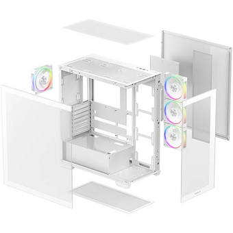  Корпус Deepcool CG580 4F V2 WH без БП, боковое окно (панорама), 4x120mm ARGB PWM вентилятора, белый, ATX 
