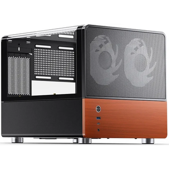  Корпус JONSBO V12 Black без БП, боковая панель из закаленного стекла (панорама), mini-ITX, micro-ATX, черный 