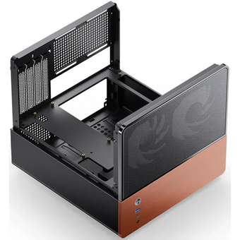  Корпус JONSBO V12 Black без БП, боковая панель из закаленного стекла (панорама), mini-ITX, micro-ATX, черный 