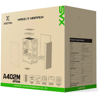  Корпус XASTRA A402M 4FRGB Black (A402M-4FC12F-BK) mATX/Mesh/full-size TG/4x120mm FRGB fans 