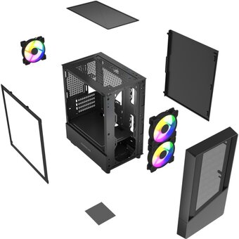  Корпус Powercase Mistral Micro A15B (CMMA15B-L3), Tempered Glass, 3x120mm FRGB fan, чёрный, mATX 